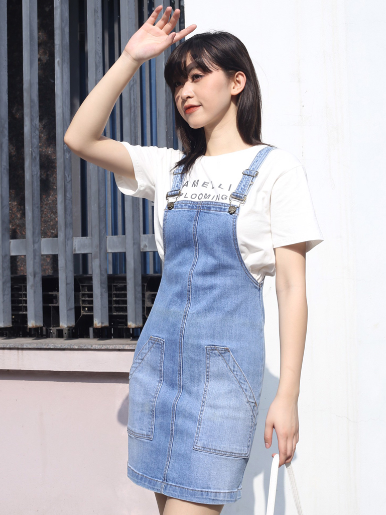 Yếm váy jean dáng dài đầm yếm bò nữ phong cách Hàn Quốc | Lazada.vn